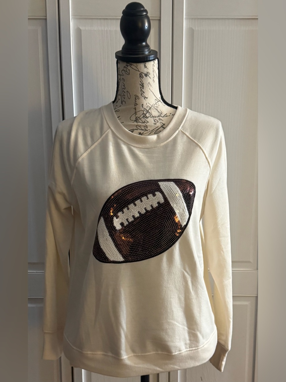 Philosophy Cream Sweatshirt with Brown Sequin Detail